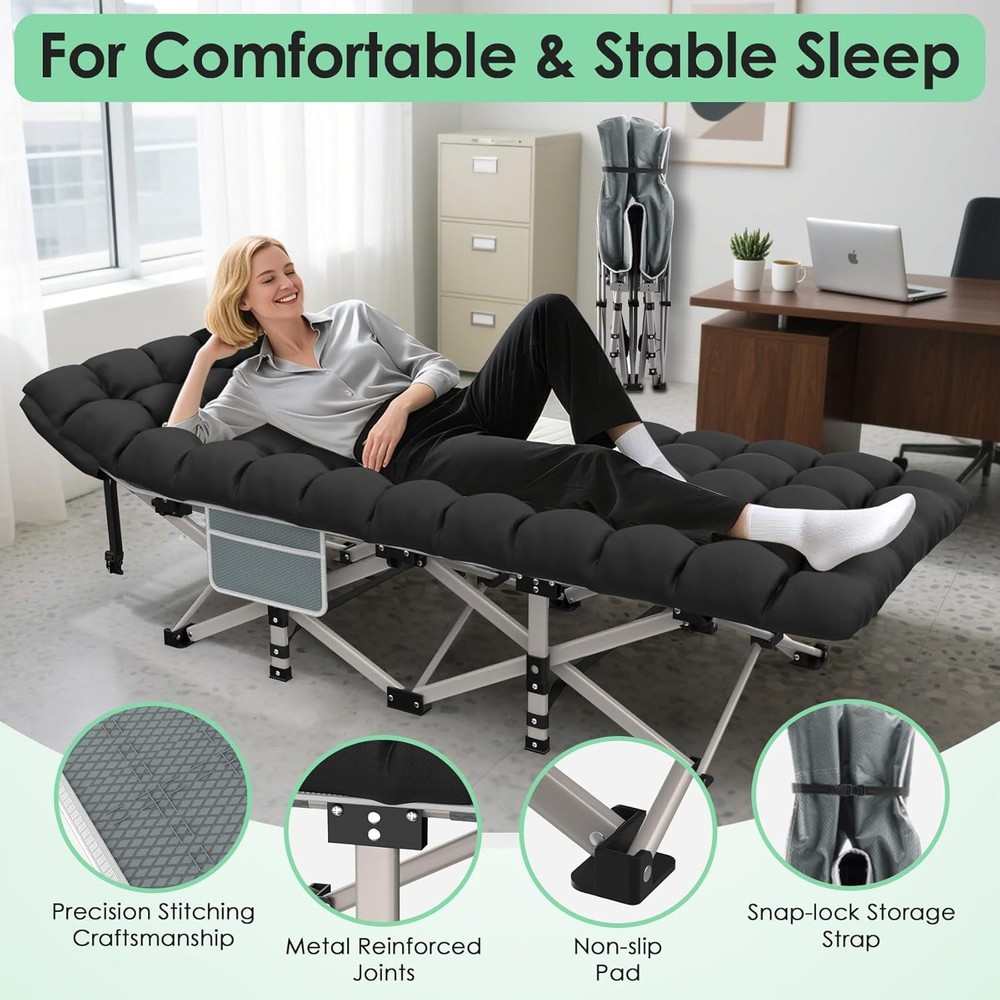Camping Cot Folding Camping Cot Bed Adults Sleeping 1200D Double Layer Oxford