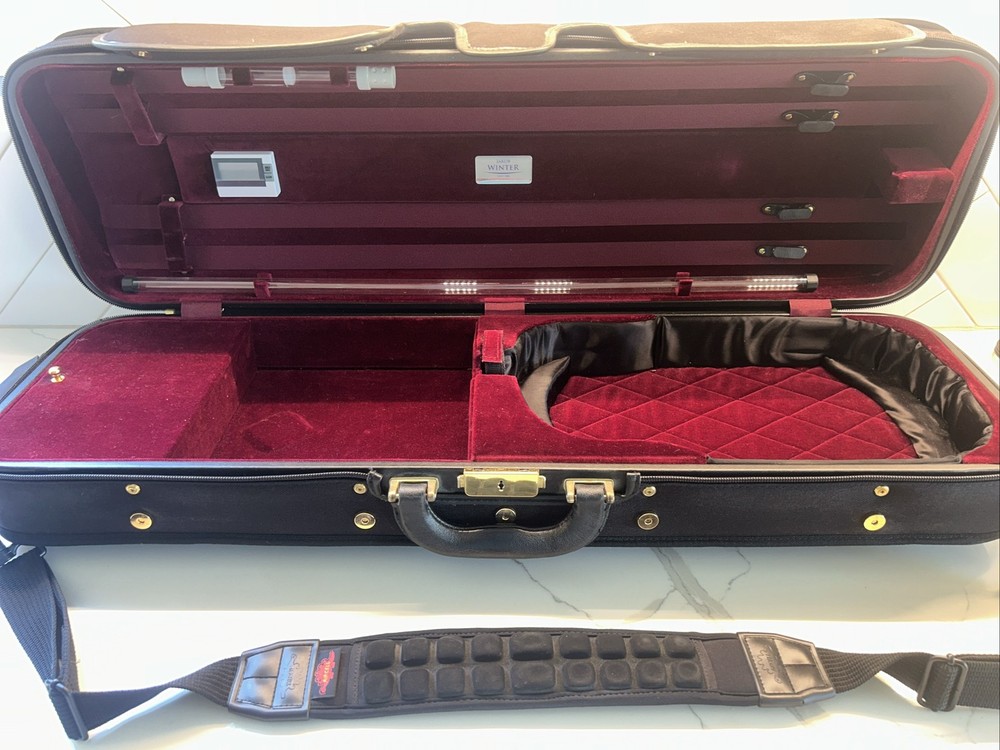 JACOB WINTER  VIOLIN CASE, BLACK & MAROON Excellent Condition