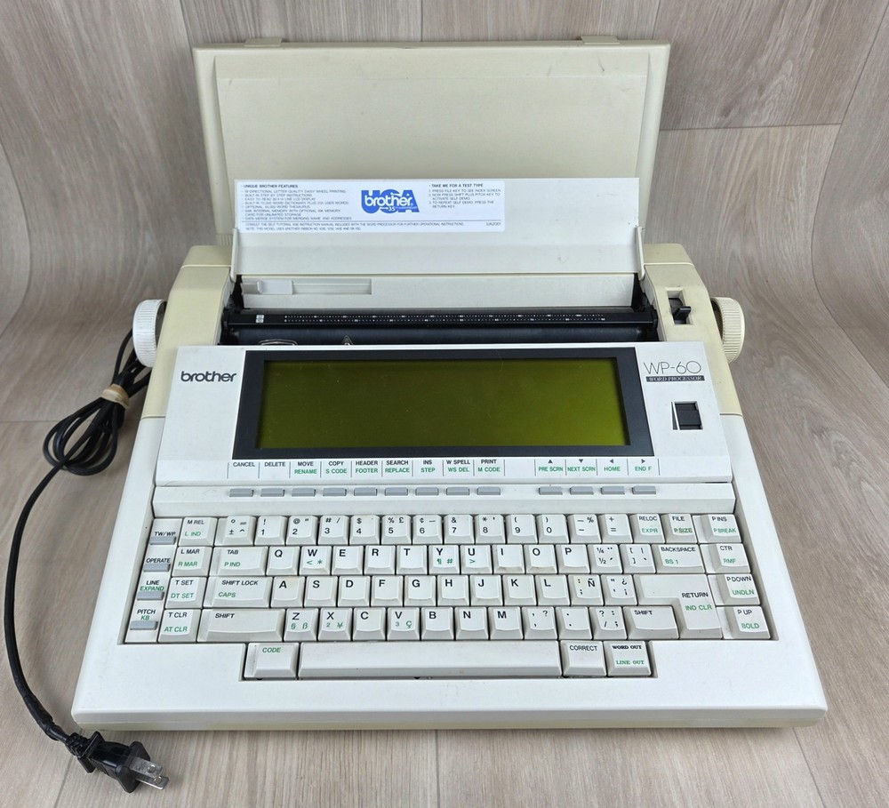 Brother WP60 Portable Word Processor Electronic Typewriter Powers On READ