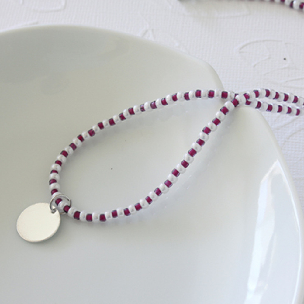 Rhodium Dot Necklace with Beaded Chain