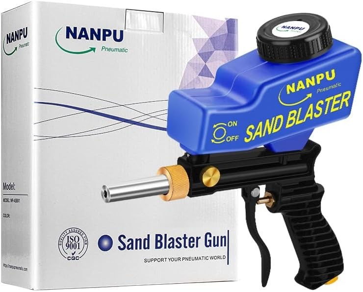 Compact Air Sandblaster Gun for DIY Projects: Paint Stripping and Rust Removal