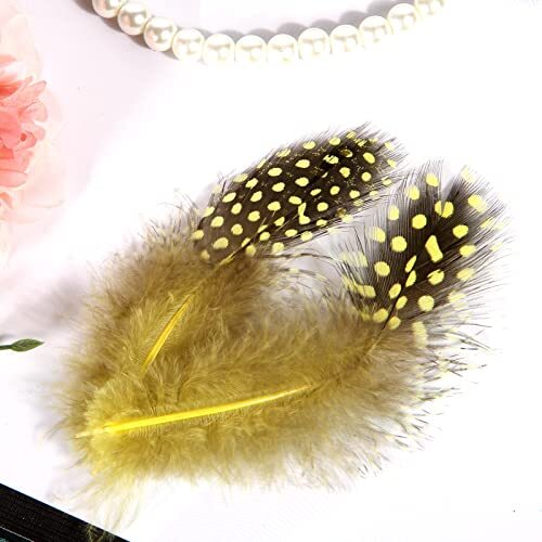Spotted Feathers 120pcs 2-3inch Small Natural Bulk Guinea Pheasant Feather