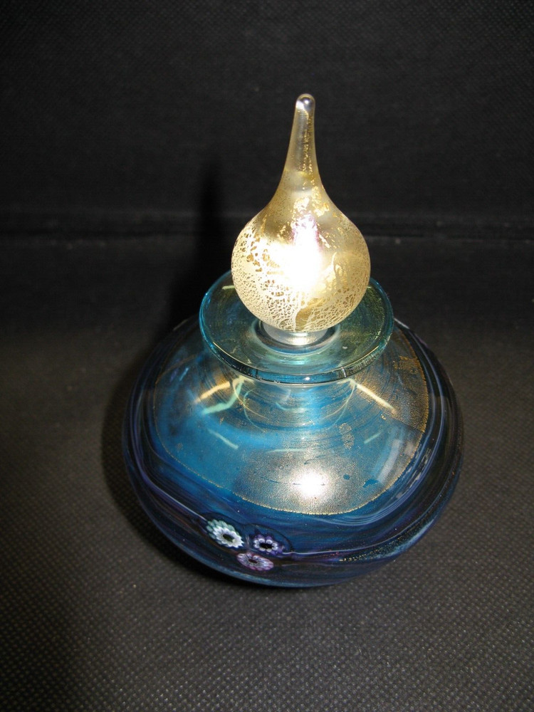JONATHAN HARRIS IRONBRIDGE STUDIO GLASS PURFUME BOTTLE - SIGNED & DATED ON BASE