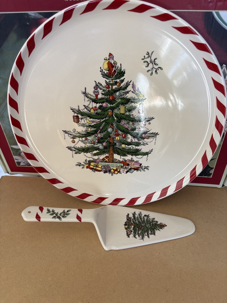 SPODE Christmas Tree Cake Plate & Server Exquisite