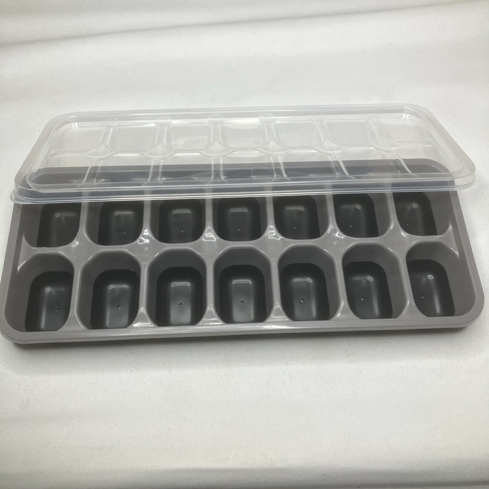 Silicone Ice Cube Tray 4 Pack w/Spill-Resistant Removable Lid, Easy-Release