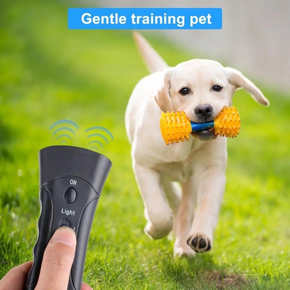 Ultrasonic Dog Repeller Anti Barking Device Trainer LED Flashlight Stop Barking
