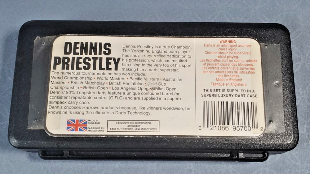 Harrows Assassin Darts Set Dennis Priestley With Plastic Case