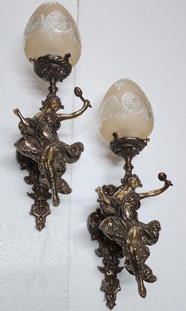 Victorian Solid Brass & Glass Mermaid Wall Sconces Elegant Décor Light 1 Pcs