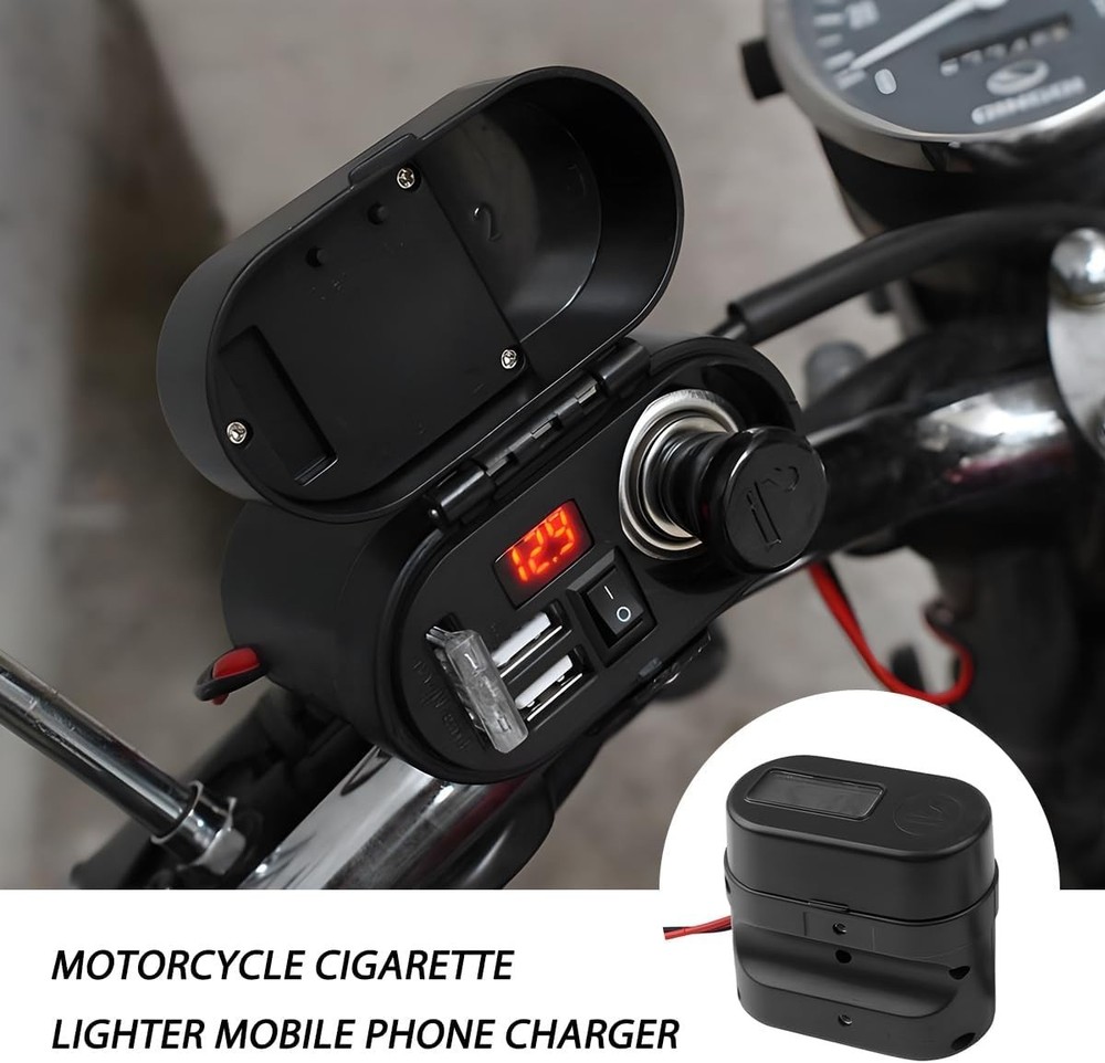 Motorcycle Waterproof 12V Cigarette Lighter Socket Phone GPS USB Power Charger