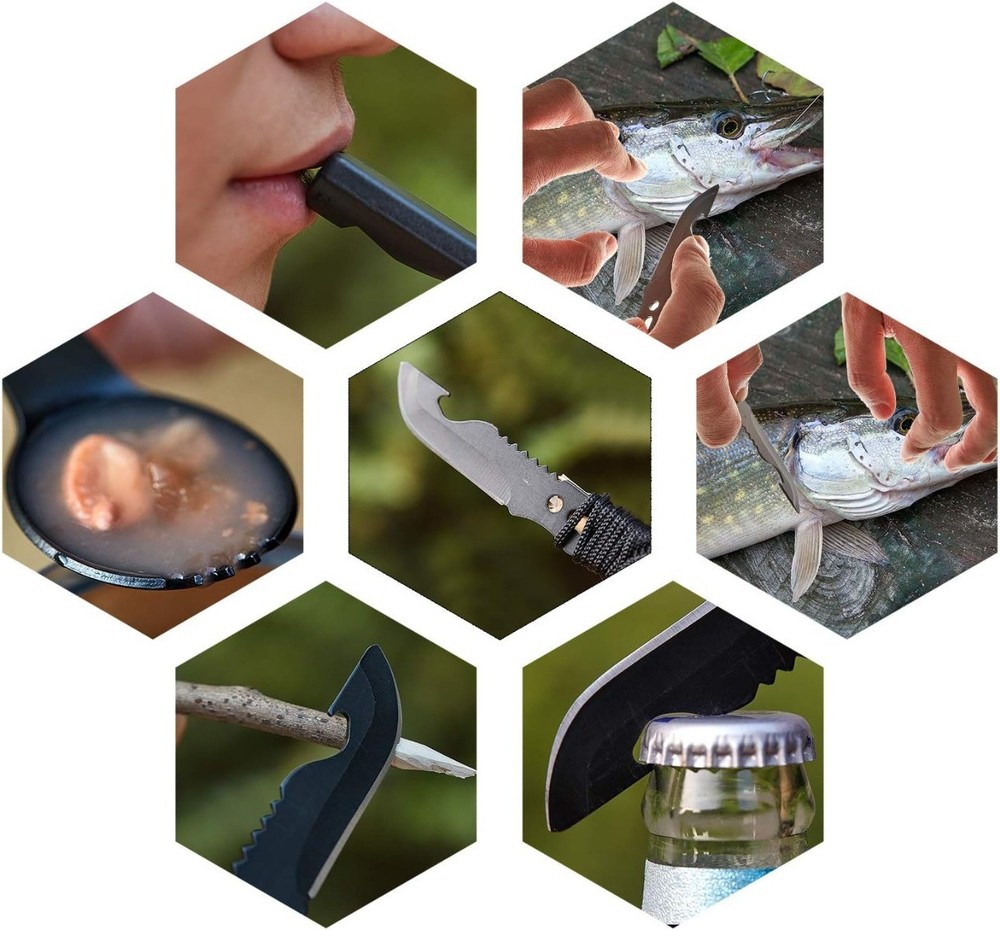 2 Pack Stainless Steel Spork and Knife Multi Function Camping Survival Flatware