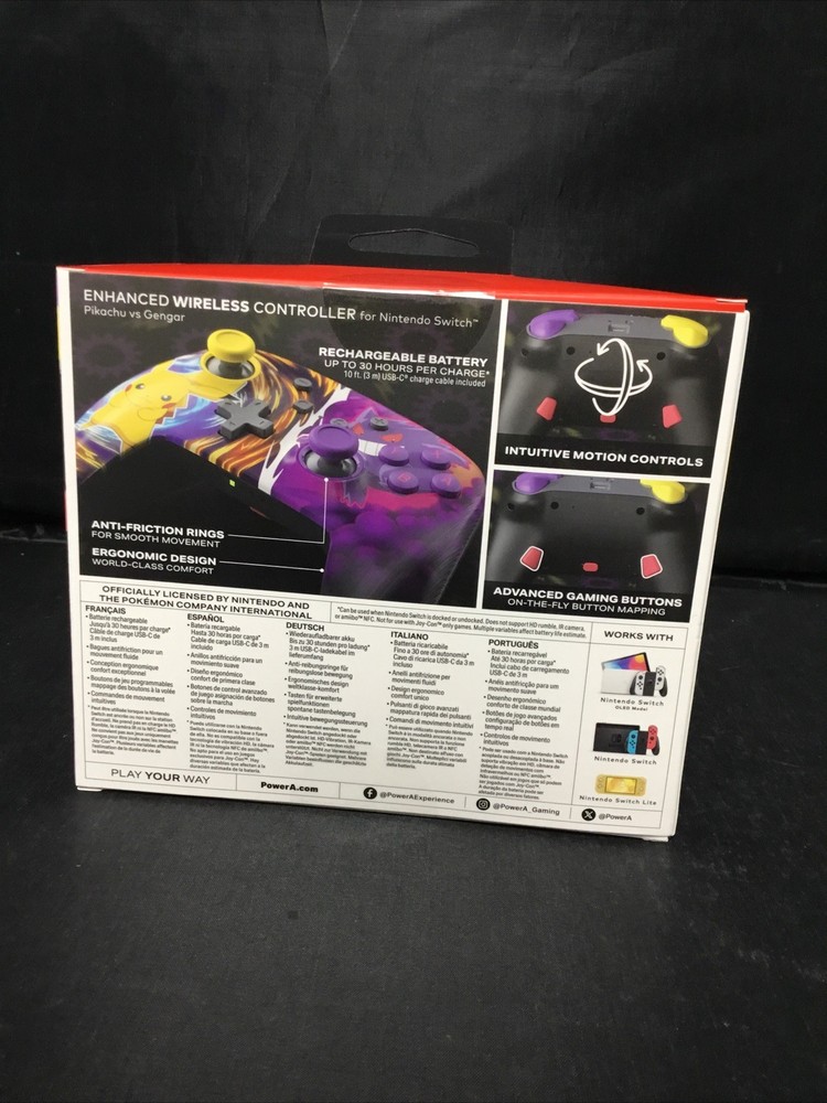 PowerA Pikachu vs Gengar Enhanced Wireless Controller for Nintendo Switch NEW