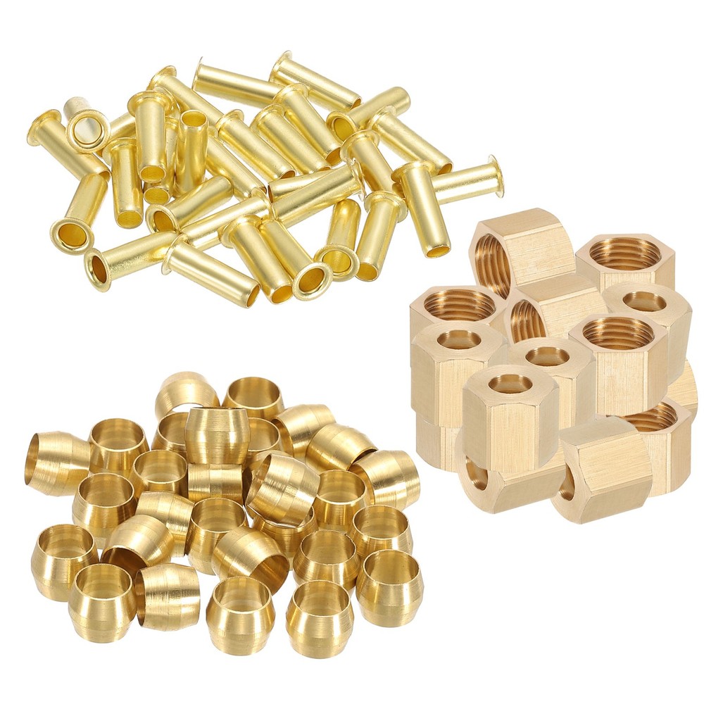 90Pcs 1/4" Compression Sleeves Ferrules, Compression Union Connector