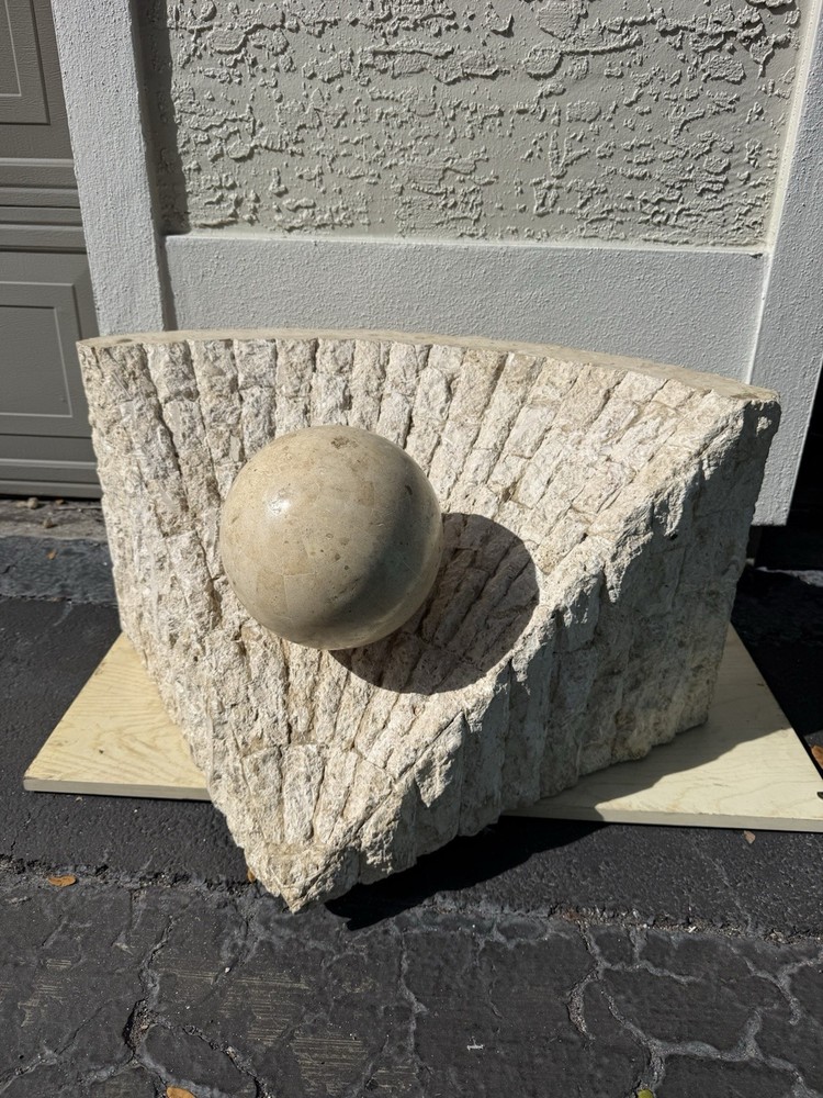 postmodern triangular antique stone coffee table with glass top