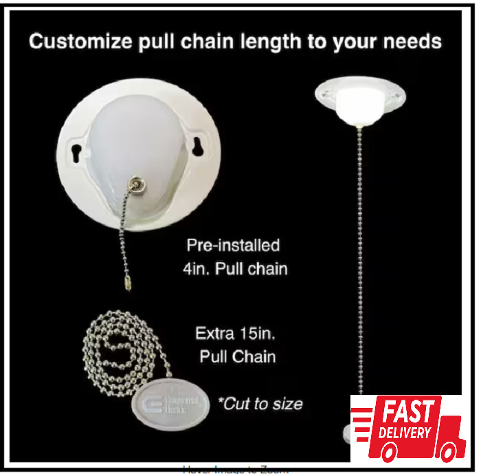LED Closet Utility Light with Pull Chain - Flush Mount, 650 Lumens, 7-Watt