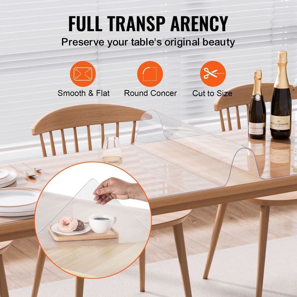 Plastic Table Cover 24 x 96 Inch 1.5 mm Thick Clear Table Protector Rectan