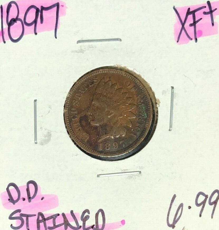 1897 INDIAN HEAD CENT ~ XF+ ~ STAINED ~NICE COIN~ REF# D/D