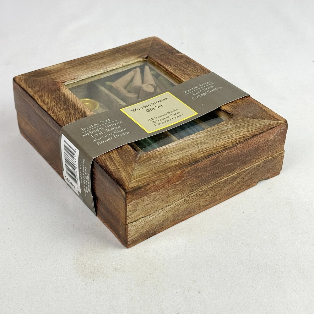 Wooden Incense Gift Set Sticks Cones Holder
