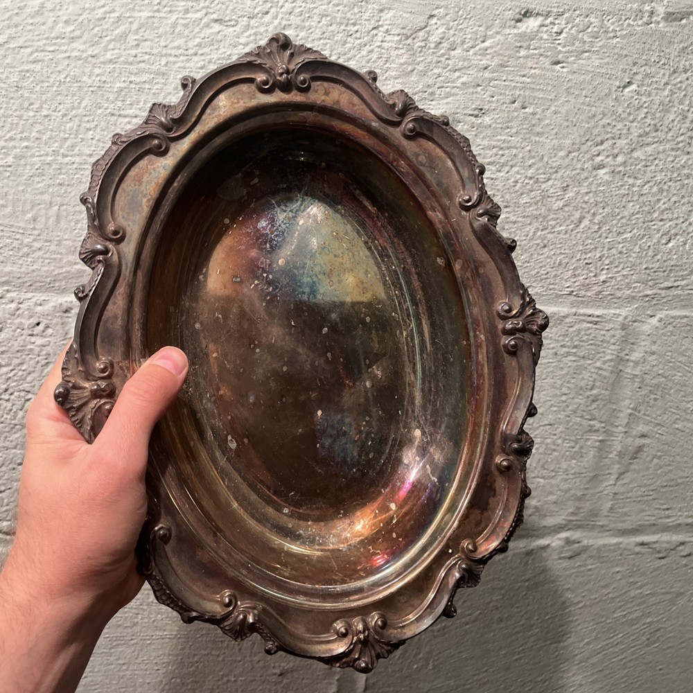 Vintage silver plate covered serving veggie dish