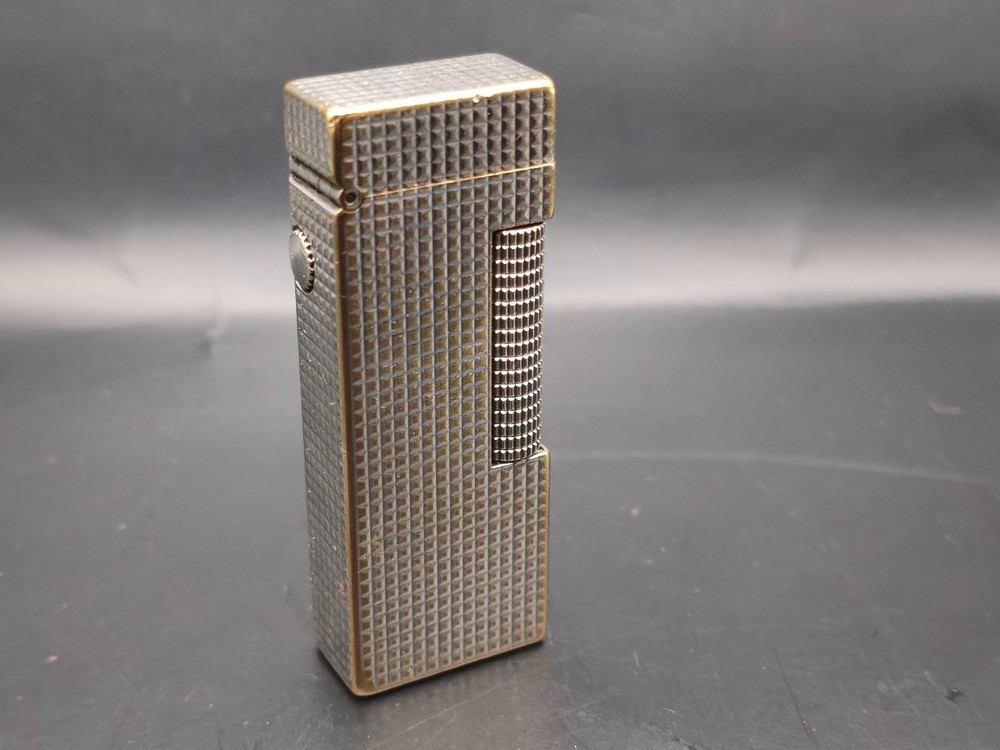 Vintage Dunhill Butane Lighter – Engine Turned – Silver Tone – Swiss Made