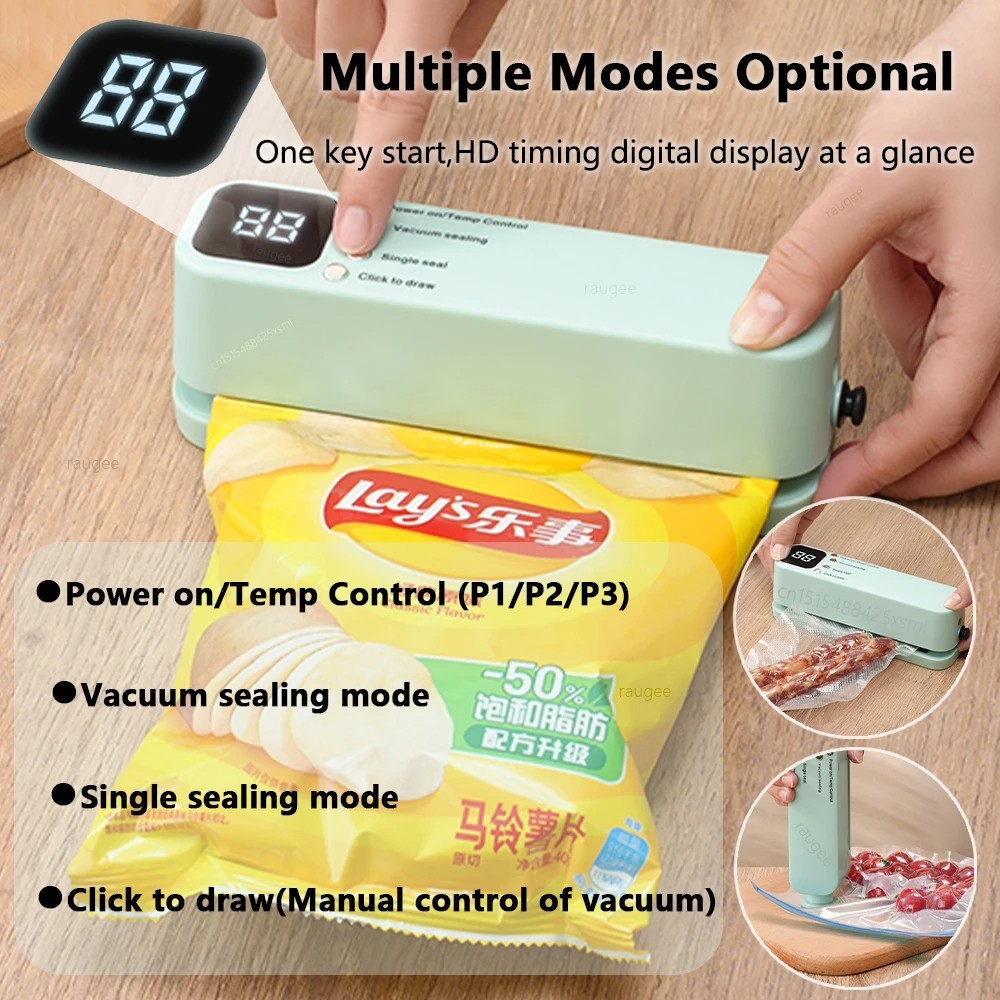 Portable Mini Wireless Fully Automatic Vacuum Sealing Machine Household Sealer