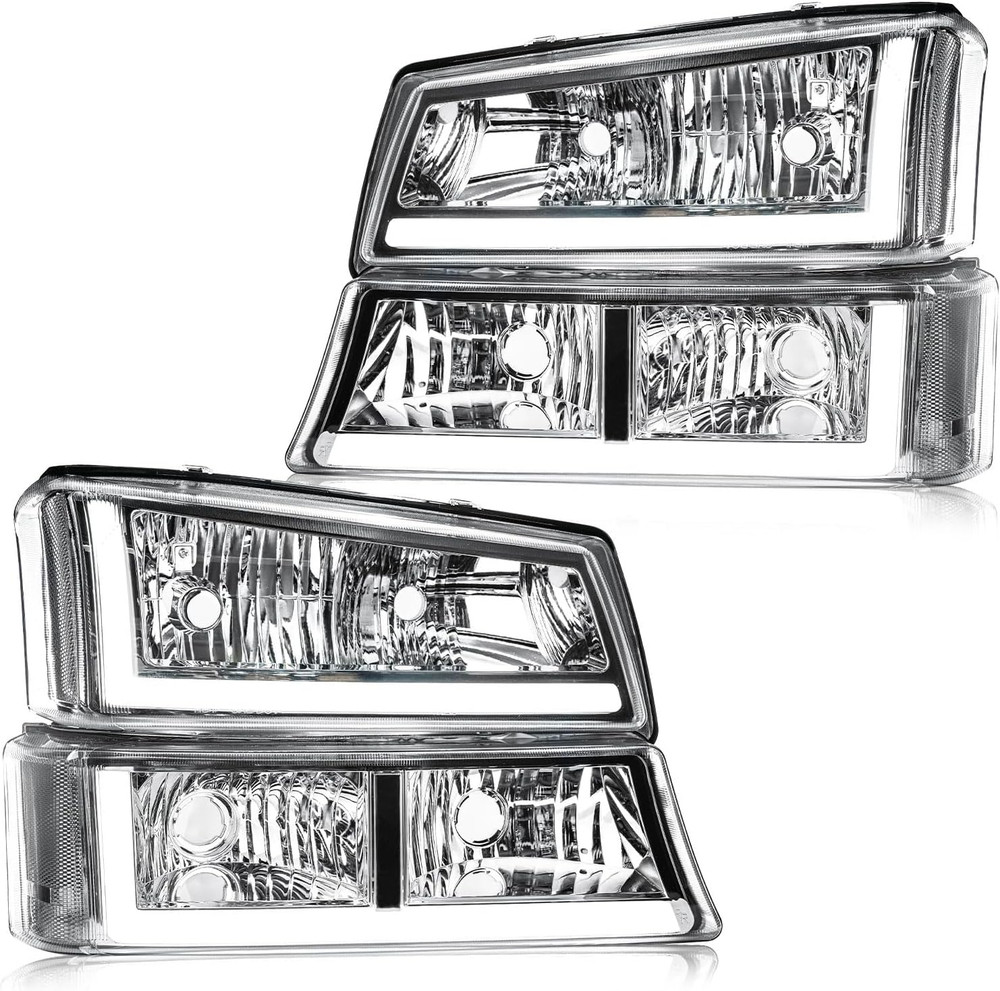 LED DRL Headlight Compatible with 2003-2006 Chevy Silverado/ 2003-2006 Avalanche