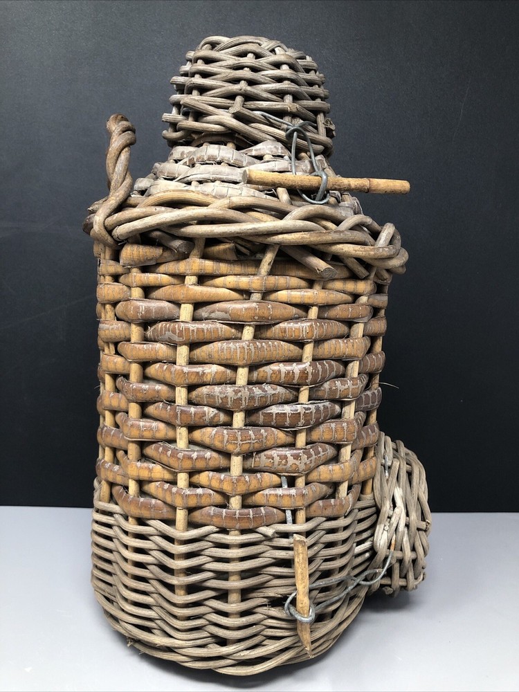 wicker Covered Stoneware Cider Flagon #619