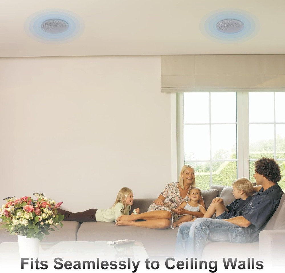 Herdio 6.5" Flush Mount Wired Ceiling Speakers (TOTAL 600W) for Kitchen 4PCS