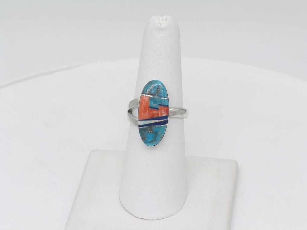 Native American Navajo Handmade Sterling Silver Multi-Stone Adjustable Ring