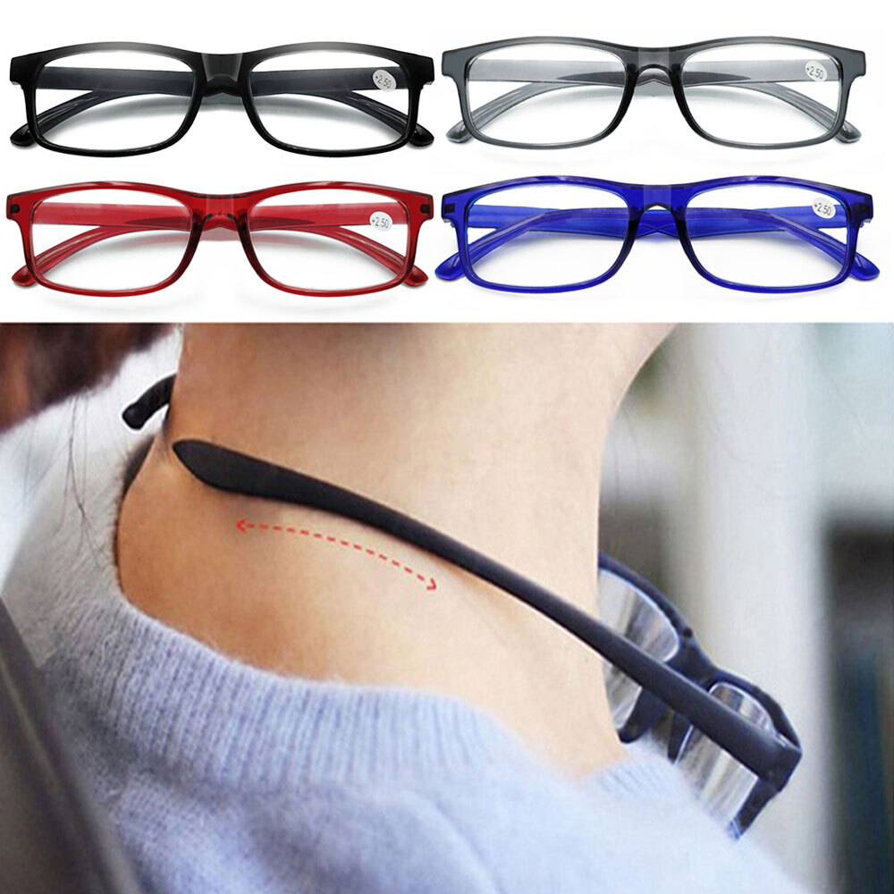 4 Pair Rectangular Spring Hinge Power Reading Reader Glasses For Mens Womens 1-4