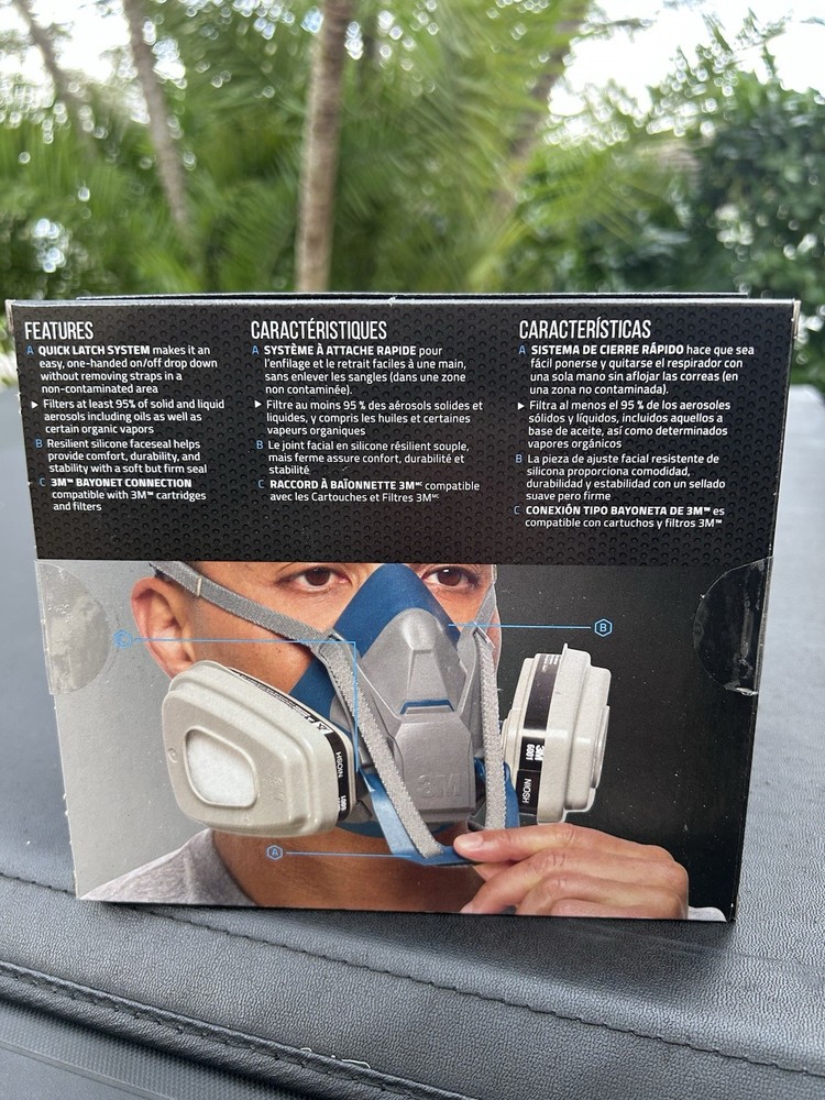 3M Paint Project Quick Latch Reusable Respirator, Size Large