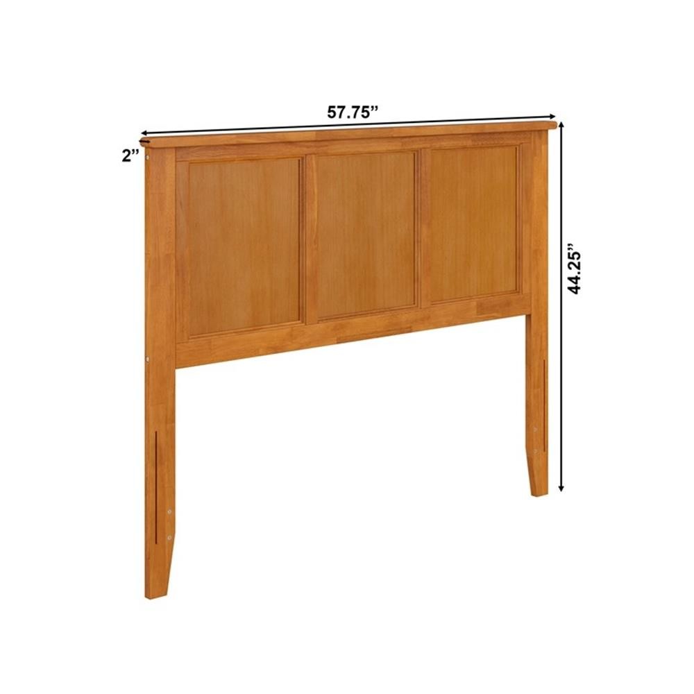 Pemberly Row Full Contemporary Solid Wood Panel Headboard in Light Toffee