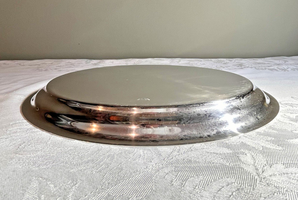 La Pierre Solid Sterling Silver Round Tray 549 Grams. 11" Diameter W/Monograms