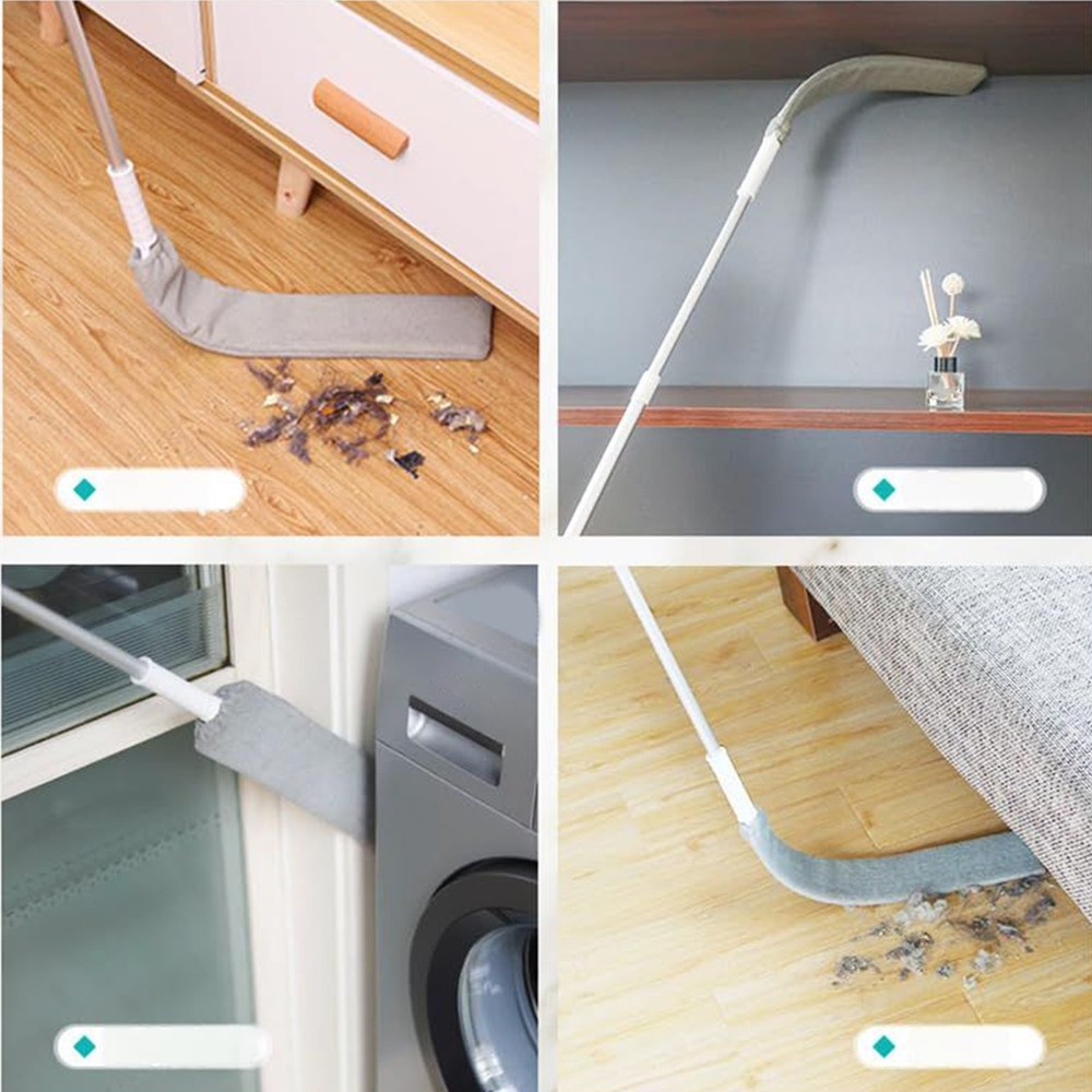 Flat Duster Retractable Long Handle Microfiber Duster Under Appliance
