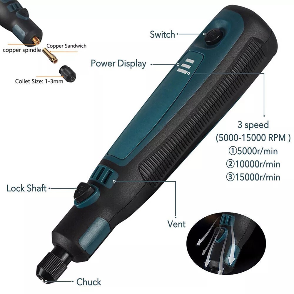 Cordless Electric Mini Drill Grinder Engraving Pen Rotary Tool Kit Multi-Use