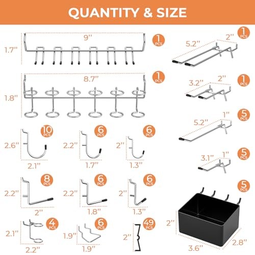 120PCS Pegboard Accessories Organizer Kit, Peg Board Hooks Assortment 120 PCS