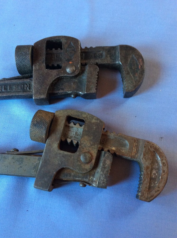 2 Used 10 Inch Adjustable Wrenches , Stillson Walworth & Trucraft Function #U