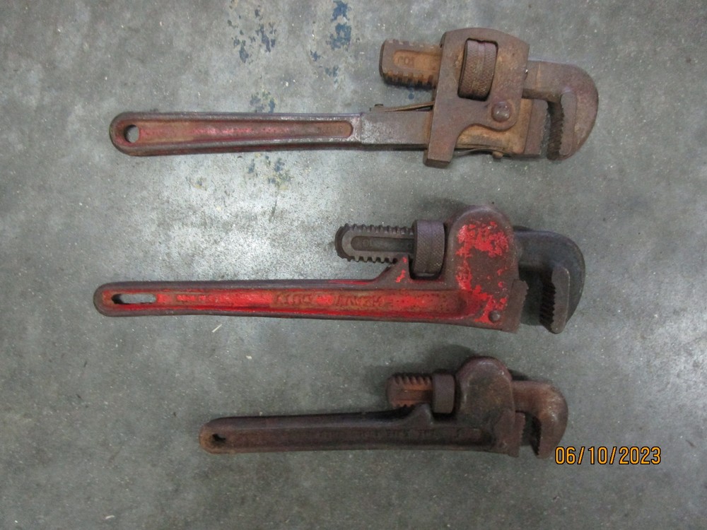 3 Vintage Small Pipe Wrenches Erie Tool Co Fleet & More