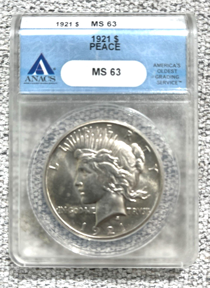 1921 Peace Silver Dollar ANACS MS63 BLAZER