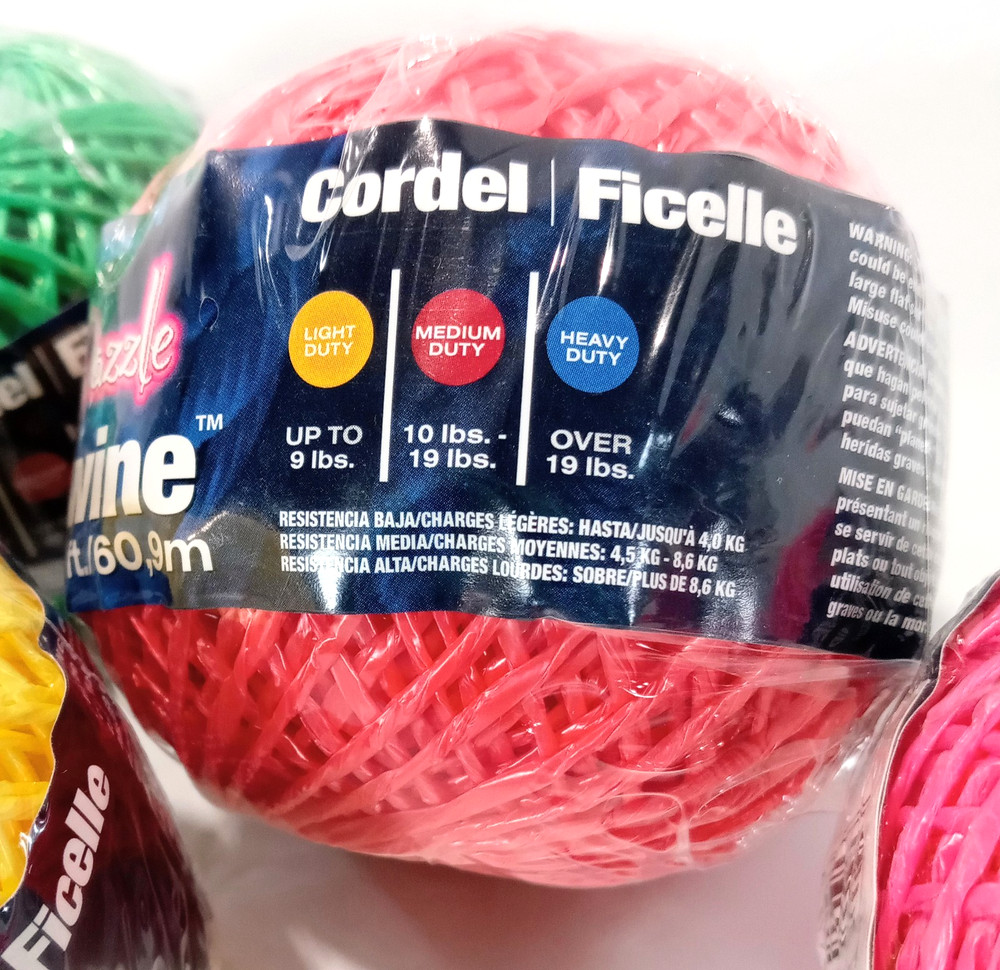 Dazzle Twine 5 Spools/Colors Polypropylene String 200 Feet Each Light Duty