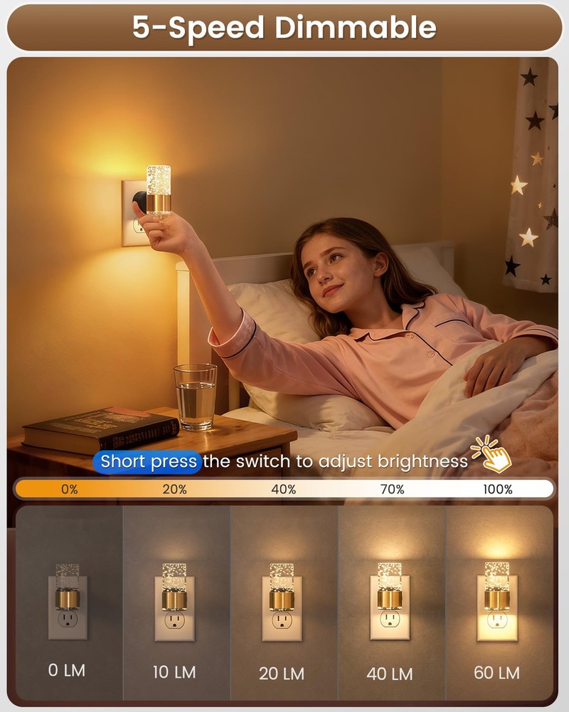 Night Light Plug into Wall, Dimmable Nights Lights with 3 CCT & 5 Brightness ...