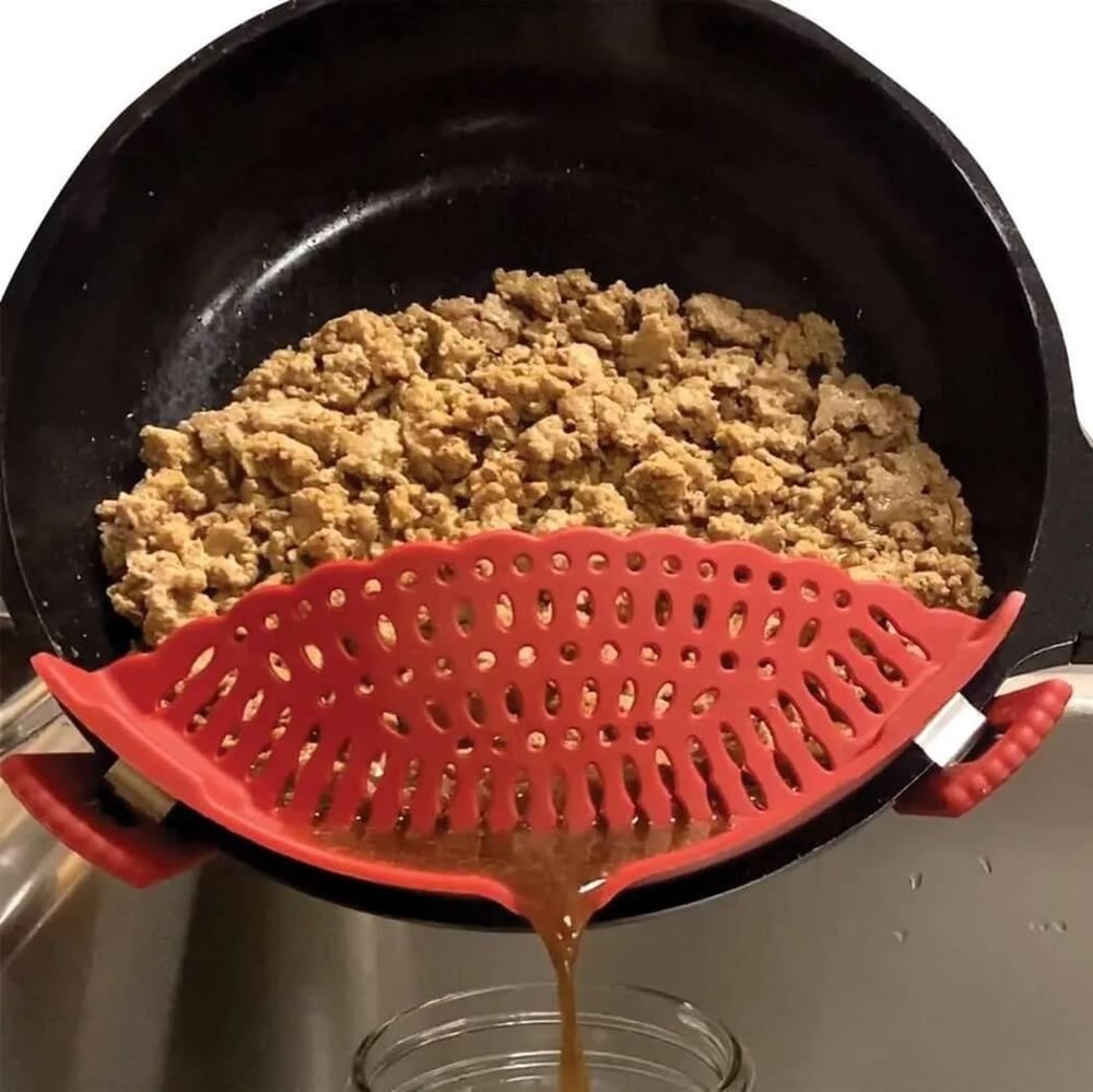 Norpro Silicone Clip-On Strainer 2185, Red