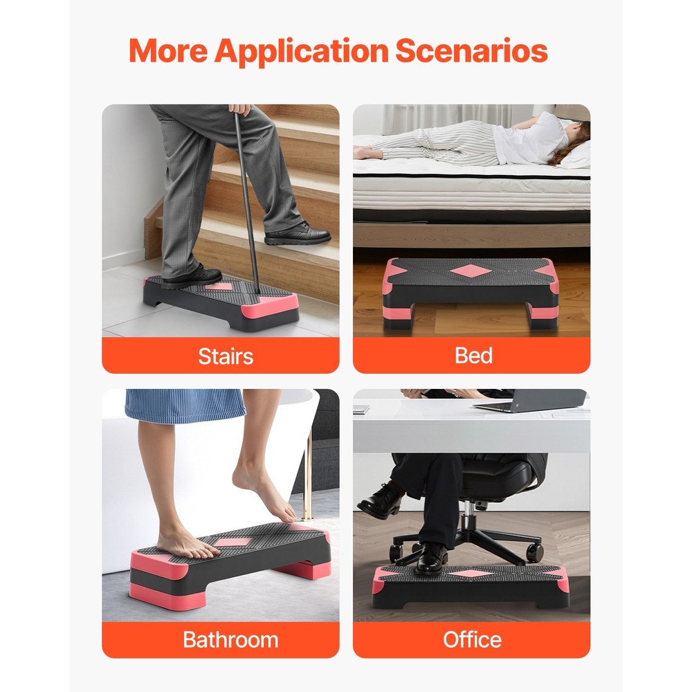 Aerobic Step Platform 4 Adjustable Risers Workout Stepper
