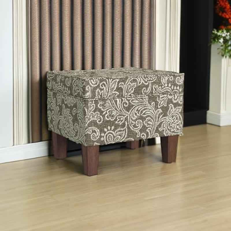 Home Decor |K7646-A880| Upholstered Modern Rectangular Storage Ottoman | Hinged