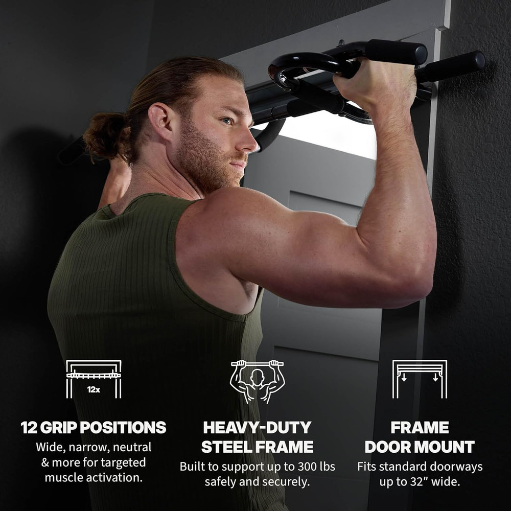 Pull up Bar - 8-Grip and 12-Grip Door Frame Mounting Pull-Up Bar for Versatile W