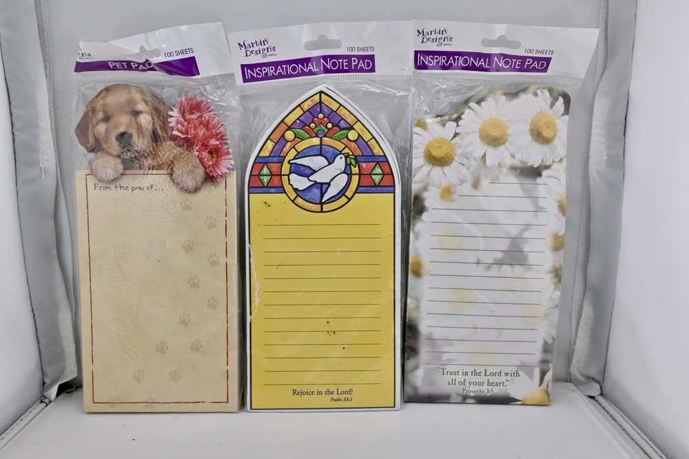 3 Pc 2002 Martin Designs Die Cut Lined Notepads-NEW
