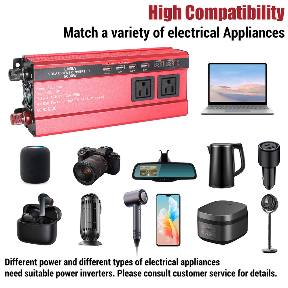 5000W Convertidor De DC 12V 110V AC Con USB Para Carro Auto Inversor Corriente