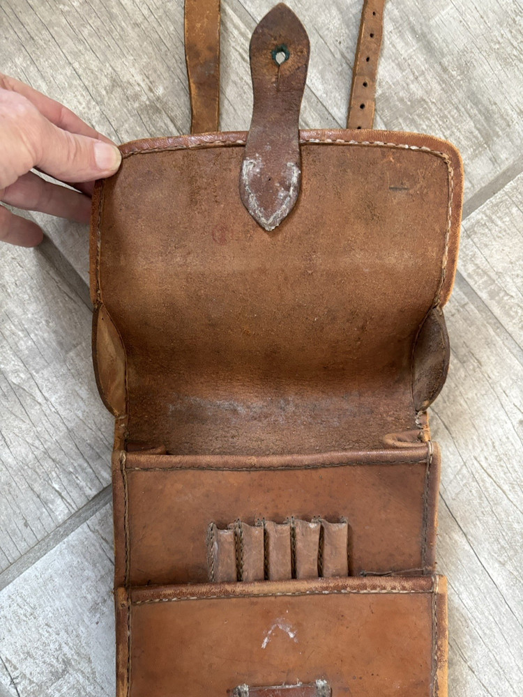 WWII Japanese Army Brown Leather Map Case with Strap