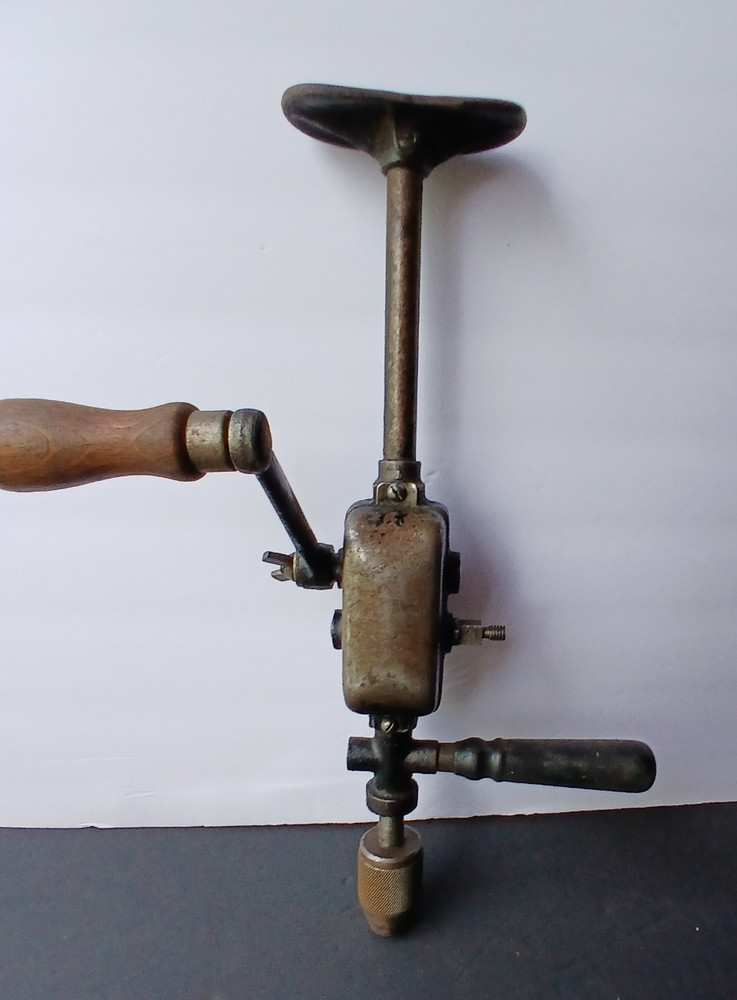 Antique Vintage Manual Hand Drill Chest Tool