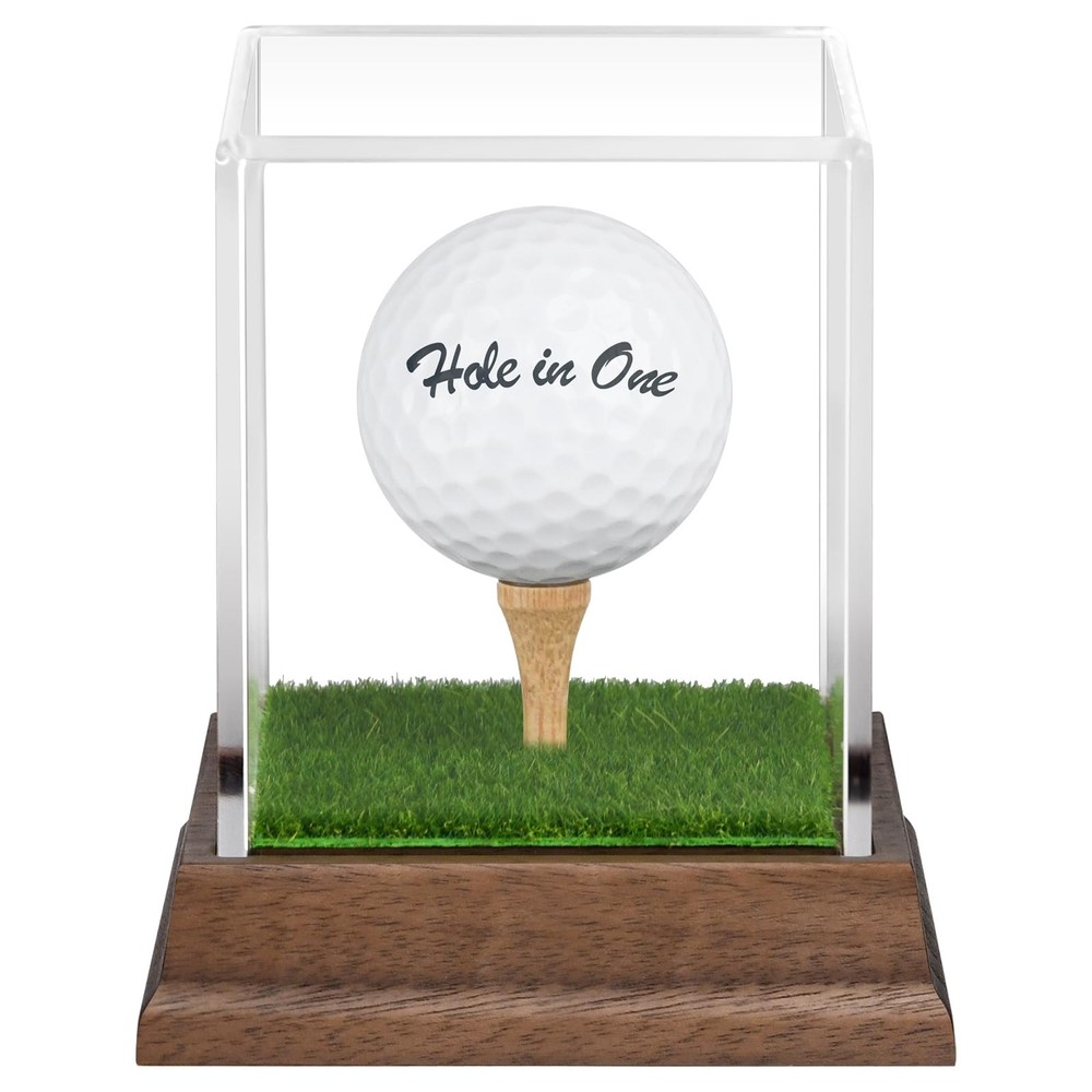 Golf Ball Display Case Hole in One Holder Wanult Clear