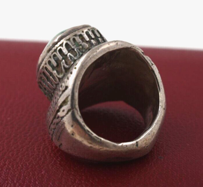 Hand Made Silver & Turquoise Large Ring 34g Size 7